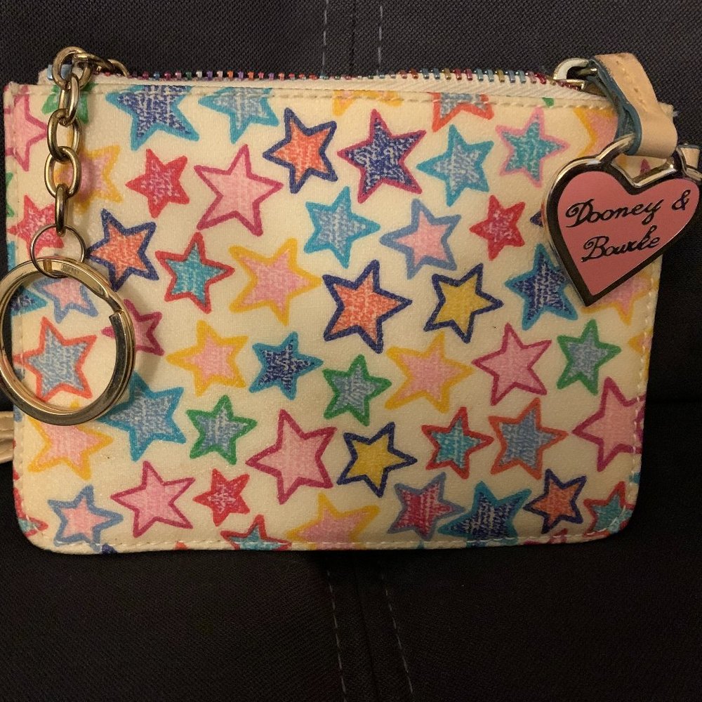 Dooney & Bourke White Multicolor Star Wristlet EUC
